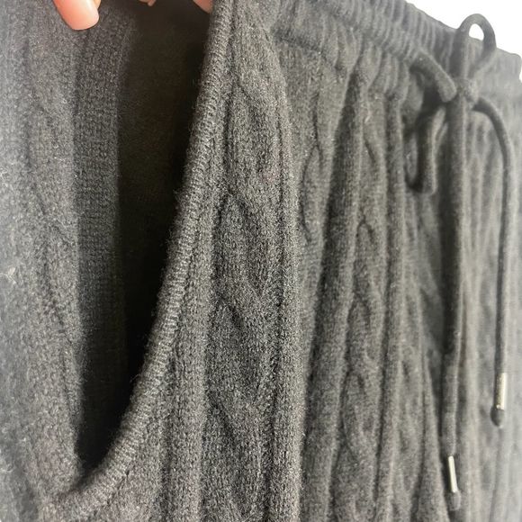 Grey Ven Herries Cable Lounge Pants Size Medium Black Cable Knit Luxury Sweats - Picture 7 of 15